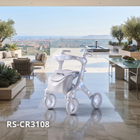 Déambulateur en fibre de carbone de conception nouvelle, cadre transparent blanc nacré, design léger, soins aux personnes âgées, fournisseur OEM Relaxsmith