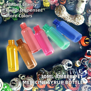 30ml PP <b>Plastic</b> <b>Empty</b> Liquid Medicine Pharmaceutical Preparation Transparent Amber Maple Lean Cough Syrup <b>Bottle</b> Pump Sprayer - Product Image 2