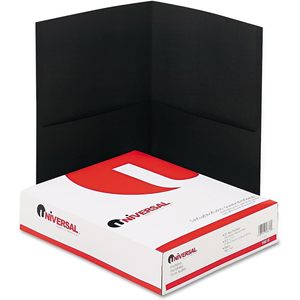 UNV56616 Universal 11 Pulgadas X 8.5 Pulgadas Portafolio Negro de Cuero Repujado con 2 Bolsillos, 25 Unidades por Caja, Accesorio para Carpeta de Archivos - Product Image 1