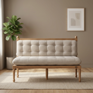 French Style Tufted <b>Foam</b> Upholstered Square Two Seat <b>Sofa</b> Natural Wood Frame for Living Room Apartment Hotel - Product Image 3
