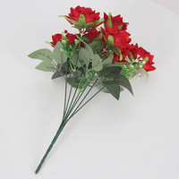 Bouquet de 7 petites roses artificielles en soie à angle droit pour mariage, hôtel, décoration intérieure – Lot semi-manuel pour fabricants