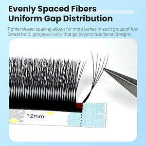 Yelix Extensiones de Pestañas 5D 0.07 Estrechas Mixtas C D 8-15mm, Bandejas de Pestañas Rusas en Abanico, Forma de W Más Pequeña, Espaciado Más Corto, Naturales - Product Image 4