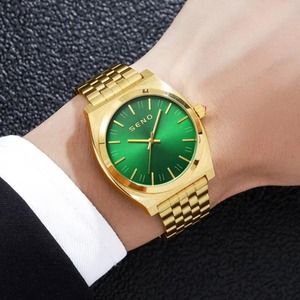 Reloj de Pulsera para Hombre, Clásico, Elegante, con Esfera Verde Jade, Correa de Acero Inoxidable Dorado, Resistente al Agua 3BAR, Ultrafino, de Cuarzo - Product Image 3