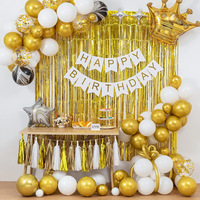 Kit de décoration de ballons pour fête d'anniversaire, kit de bannière Joyeux Anniversaire, ballons en latex, kit de toile de fond circulaire pour fête d'enfants