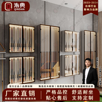 Armoire de rangement pour queues de billard, armoire murale suspendue avec vitrine en verre et panneau artificiel pour salle de billard, salle de membres
