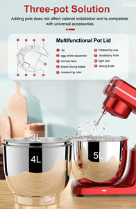 Blender alimentaire électrique automatique coloré et élégant, bol de mélange de 5 L, 10 vitesses - Compagnon de cuisine essentiel pour la pâte - Product Image 6