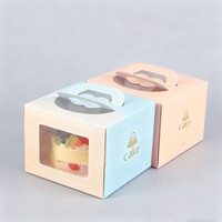 Vente en gros 4/6/8/10/12 pouces boîte à gâteau carrée en PET petite boîte d'emballage de gâteau avec poignée boîte de papier de restauration rapide