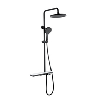 Ensemble de robinetterie de douche 3 voies apparente en laiton noir mat avec mitigeur de douche pluie et bec de baignoire
