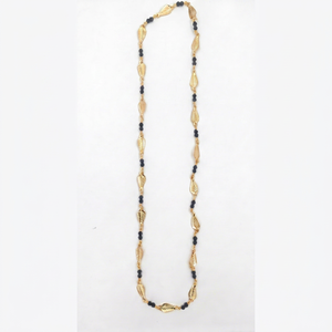 Divyoro Gold Leaf Beaded <b>Chain</b> Necklace with Black Stones Flexible Design Plant Pattern Decoration - Product Image 1