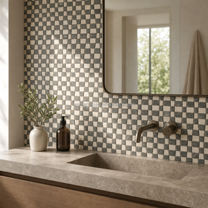 Mosaïque de <span class=keywords><strong>marbre</strong></span> noir et blanc, carreaux irréguliers, motif ondulé, mosaïque de <span class=keywords><strong>marbre</strong></span> ondulée personnalisée pour murs et sols - Product Image 3
