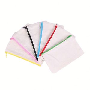 Custom <b>Canvas</b> Pencil Case Colorful Zippers Small Cosmetic Bag Blank Cotton Zipper Size for Diy Travel - Product Image 2