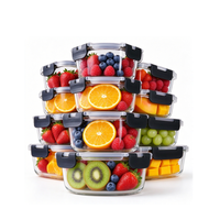 Ensemble de 12 contenants alimentaires en borosilicate de haute qualité avec couvercles hermétiques, bols micro-ondables pour la préparation des repas, adaptés au congélateur