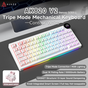 <span class=keywords><strong>Clavier</strong></span> mécanique de jeu AJAZZ AK820 V2 / AK820 V2 <span class=keywords><strong>Pro</strong></span>, 75 % ABS, 82 touches, 10000 mAh, sans fil, tri-mode, pour ordinateur portable et PC - Product Image 2
