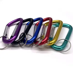 BT-A88 Kait Aluminium Gantungan Kunci Logo Kustom Karabiner 78Mm Bulat 6 Buah dengan Gantungan Kunci Klip Carabiner 3"