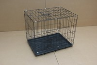 Cage à chien pliable de luxe en métal avec doubles portes, loquets coulissants sécurisés, plateau en plastique étanche
