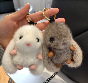 Llavero de Piel de Conejo Sintética Suave y Adorable, Colgante de Peluche Esponjoso para Bolsos, para Parejas, Llavero Suave para Coche - Product Image 2