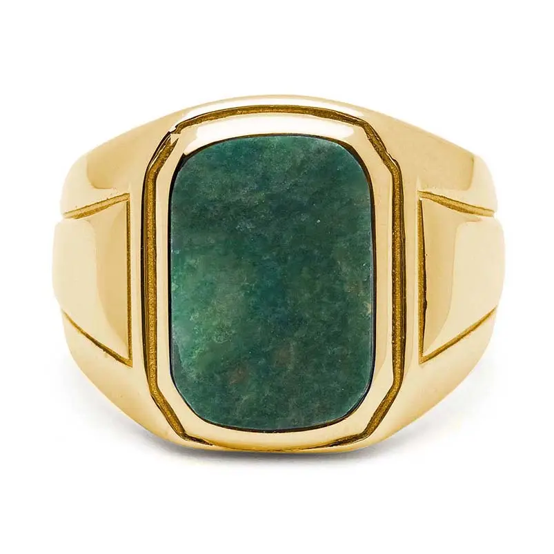 Gemnel minimalista para hombre, joyería de plata 925, oro de 18K, jade verde, ónix, diseño de anillo