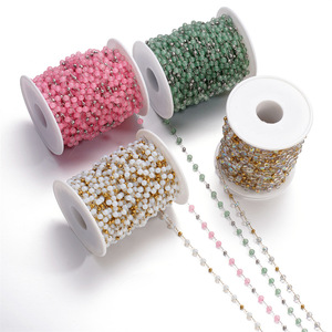 Cadena de cuentas de vidrio de acero inoxidable, suministros para la fabricación de joyería DIY, para pulseras, collares, accesorios para bolsos, rollo de 10 m, cuentas de colores. - Product Image 5