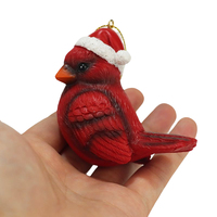 Résine Artisanat Souvenir De Noël Le Noël Rouge Oiseau Ornement Porte-clés Ornement Suspendu Cadeaux Pour Enfants Articles D'ameublement