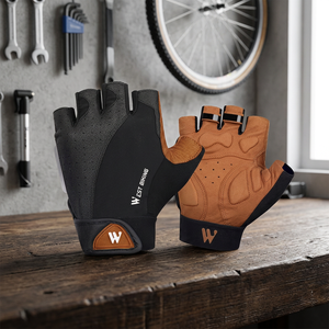 Gants de cyclisme mi-doigts KhumBro en cuir respirant unisexe pour sports de plein air, vélo et moto - Product Image 2
