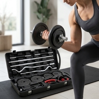 Ensemble d'haltères réglables en fonte avec poignée de kettlebell électroplaquée – Équipement de fitness pour la maison