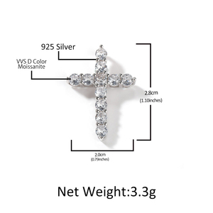 UWIN - Collar con Colgante de Cruz de Plata de Ley 925, Diamante Moissanita Blanco Transparente de Color D VVS, Certificado GRA, Joyería <span class=keywords><strong>Fina</strong></span> - Product Image 3