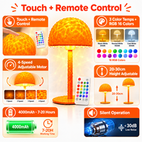 Lampe de table projecteur d'ondulations d'eau étanche IP44, RGB, télécommande tactile, veilleuse d'ambiance champignon pour salle de bain et chambre à coucher