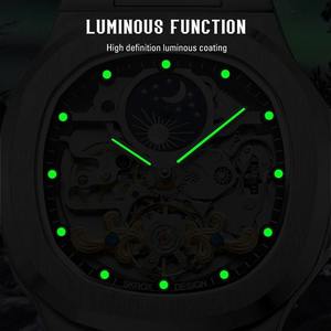 Reloj de Pulsera Mecánico Automático de Alta Calidad para Hombre, con Tourbillon, Fase Lunar, Acero Inoxidable, Resistente al Agua, Luminoso, Esqueleto, Analógico - Product Image 4