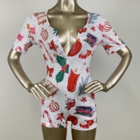Pyjama une pièce licorne en nylon tricoté doux personnalisé, col en V, grande taille, sexy, pour femme adulte, motif animal, manches longues, été