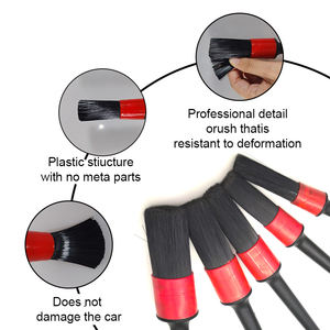 Logo personnalisé, vente directe d'usine ODM, ensemble de 5 brosses de <span class=keywords><strong>nettoyage</strong></span> de <span class=keywords><strong>voiture</strong></span> ultra-douces en PP, légères, noires - Product Image 4