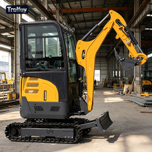 Mini-excavatrice compacte diesel 1 tonne 2 tonnes, mini-excavatrice sur chenilles en acier avec patins en caoutchouc remplaçables pour la route - Product Image 1