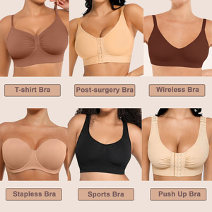 Hexin Custom Logo Dames Push-Up Bh Groothandel Naadloze Ademende Volledige Dekking Compressie Chirurgische Frontsluiting Bh 'S - Product Image 4