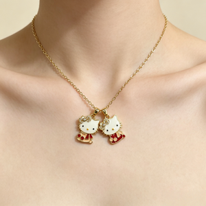 Collana con Ciondolo Smaltato Kawaii, Placcato Oro, con Fiocco di Cristallo e Gatto Cartone Animato, Gioiello Regalo per Ragazze Adolescenti e Migliori Amiche, per Uso Quotidiano - Product Image 5