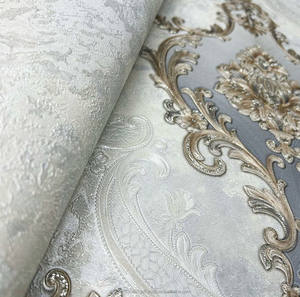 วอลเปเปอร์ตกแต่งภายในบ้านสไตล์ยุโรป ลายดามัสก์ขนาดใหญ่ กันน้ำ ผลิตจาก PVC - Product Image 4