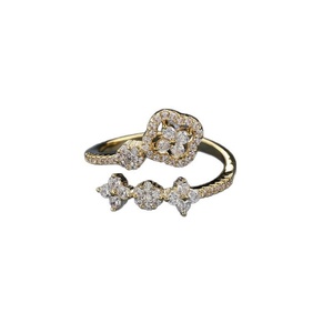 Fashion 14k Gold Filled Jewelry Insert Vvs Gra Moissanite Romantic Perfoume Four-leaf Clover Open <b>Rings</b> <b>Adjustable</b> for Woman - Product Image 2