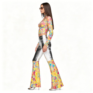 Costume d'inspiration orientale rétro années 70/80, tenue <span class=keywords><strong>disco</strong></span> hippie pour couples, tenue de scène et de danse, polyester, adulte unisexe - Product Image 4