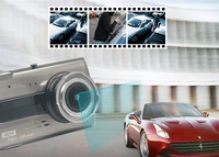 Caméra Embarquée DVR 4 Pouces avec Double Objectif Full HD 1080P Enregistreur de Voiture Angle Large 170° avec Enregistrement en Boucle et Capteur G