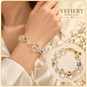 Bracelet extensible en perles de quartz naturel transparent en forme de citrouille avec breloque décorative dorée pour femme, vente en gros de bijoux - Product Image 2