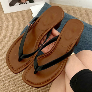 2025 Summer Fashion Women's Mid-Heel <b>Flip</b> <b>Flops</b> Breathable Soft Comfortable Open-Toe New Design Women's Shoes - Product Image 3