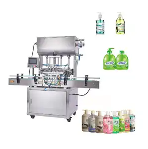 Máquina de llenado automático de cuatro cabezales para pasta, champú, crema, loción de baño corporal, gelatina de ducha, salsa de kétchup viscoso