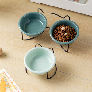 BESTCERA Bol Rond en Céramique Crème avec Support Oreilles de <span class=keywords><strong>Chat</strong></span> - <span class=keywords><strong>Gamelle</strong></span> en Céramique pour Chats et Chiens - Product Image 5