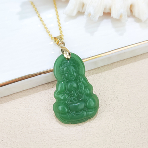2025ให<span class=keywords><strong>ม</strong></span>่โ<span class=keywords><strong>ม</strong></span>เดลเครื่องประดับทางศาสนาของจีนสร้อยคอจี้หินควอตซ์สีเขียว<span class=keywords><strong>หยก</strong></span>แท้ชุบทองแท้ - Product Image 6
