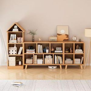 <b>Childrens</b> <b>Bookcase</b> Floor Standing Storage Shelf 10 Shelves Multifunctional Cabinet For Kids Room Toy Storage Scandinavian Style - Product Image 3