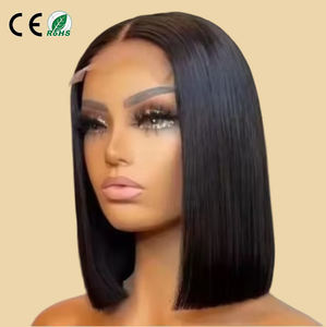 Perruque Bob Transparente Pas Chère en Gros pour Cheveux Remy, Densité 180%, 10 Pouces, Fermeture 4x4, Couleurs Personnalisables pour Femmes Noires - Product Image 1
