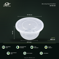 Bol à soupe en plastique transparent de 400 ml avec couvercle - Emballage alimentaire à emporter en PP - Jetable, compatible micro-ondes, anti-fuite, emballage pour salade