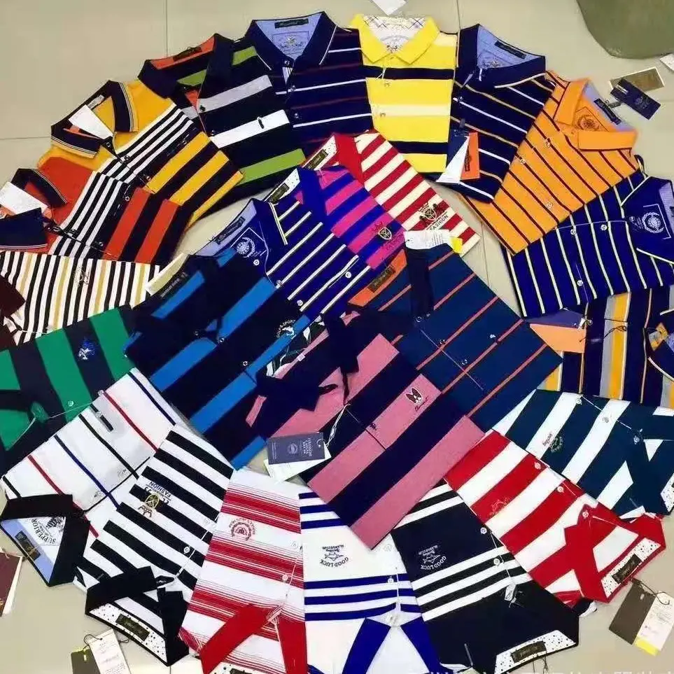 Cheap Stripe Cotton Short Sleeve POLO T-shirt Mens Separate Packing Mens POLO Shirts Wholesale