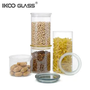 IKOO Pantry Jar Airtight Borosilicate Food Glass Jars With Lids