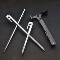 Marteau de tente multifonction à haute dureté, tête en acier inoxydable, kit d'outils de camping en plein air