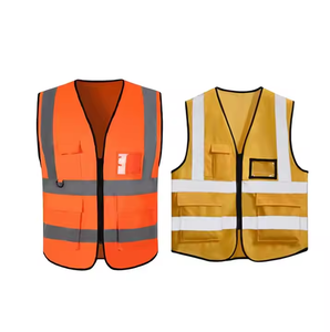 Gilet de sécurité personnalisé, <span class=keywords><strong>veste</strong></span> réfléchissante avec tissu respirant fluorescent pour la construction et la circulation - Product Image 4