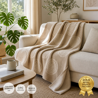Manta de Toalla con Logotipo Personalizado, Fibra Kendir con Certificación OEKO-TEX, Estampado Mandala, Juego de Regalo, Manta Natural Suave para Decoración del Hogar